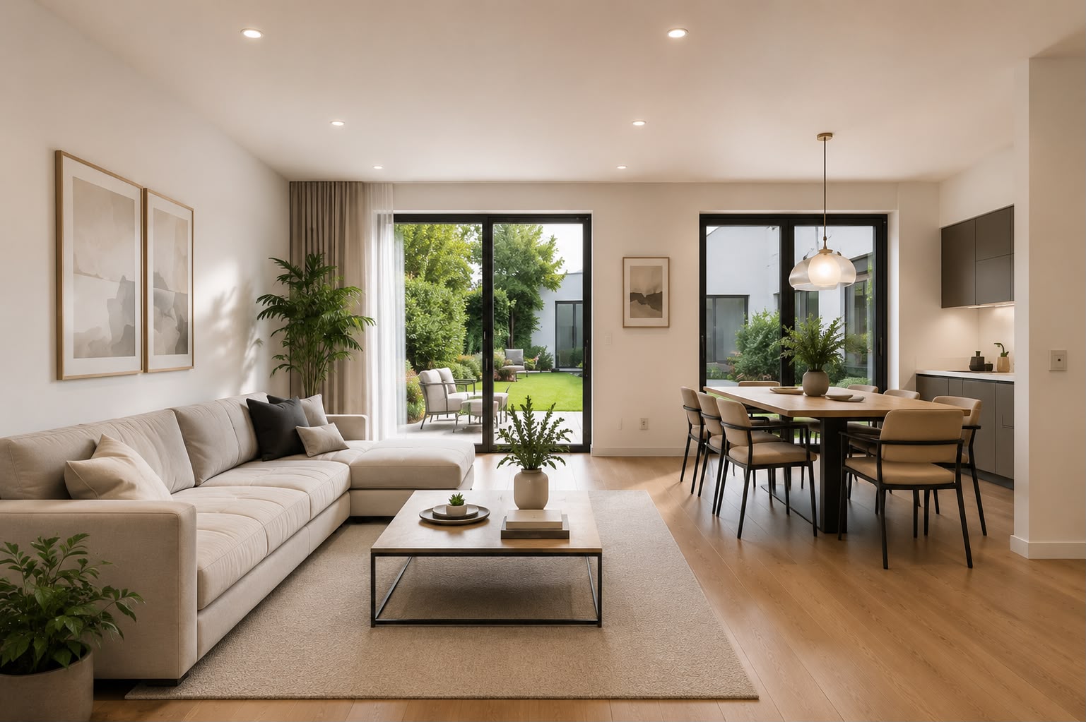 Modernes Wohnzimmer mit Esszimmer – Renditeobjekt Frankfurt Preungesheim – Heitz Immobilien