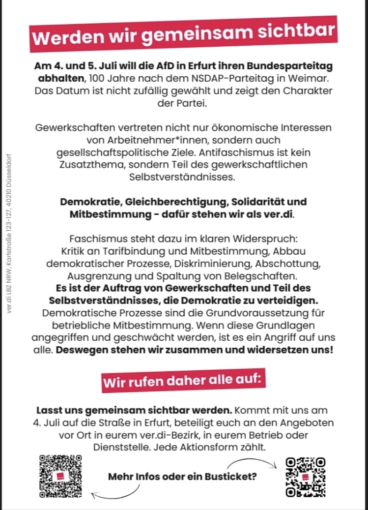 ver.di Aufruf gegen AfD-Bundesparteitag Erfurt