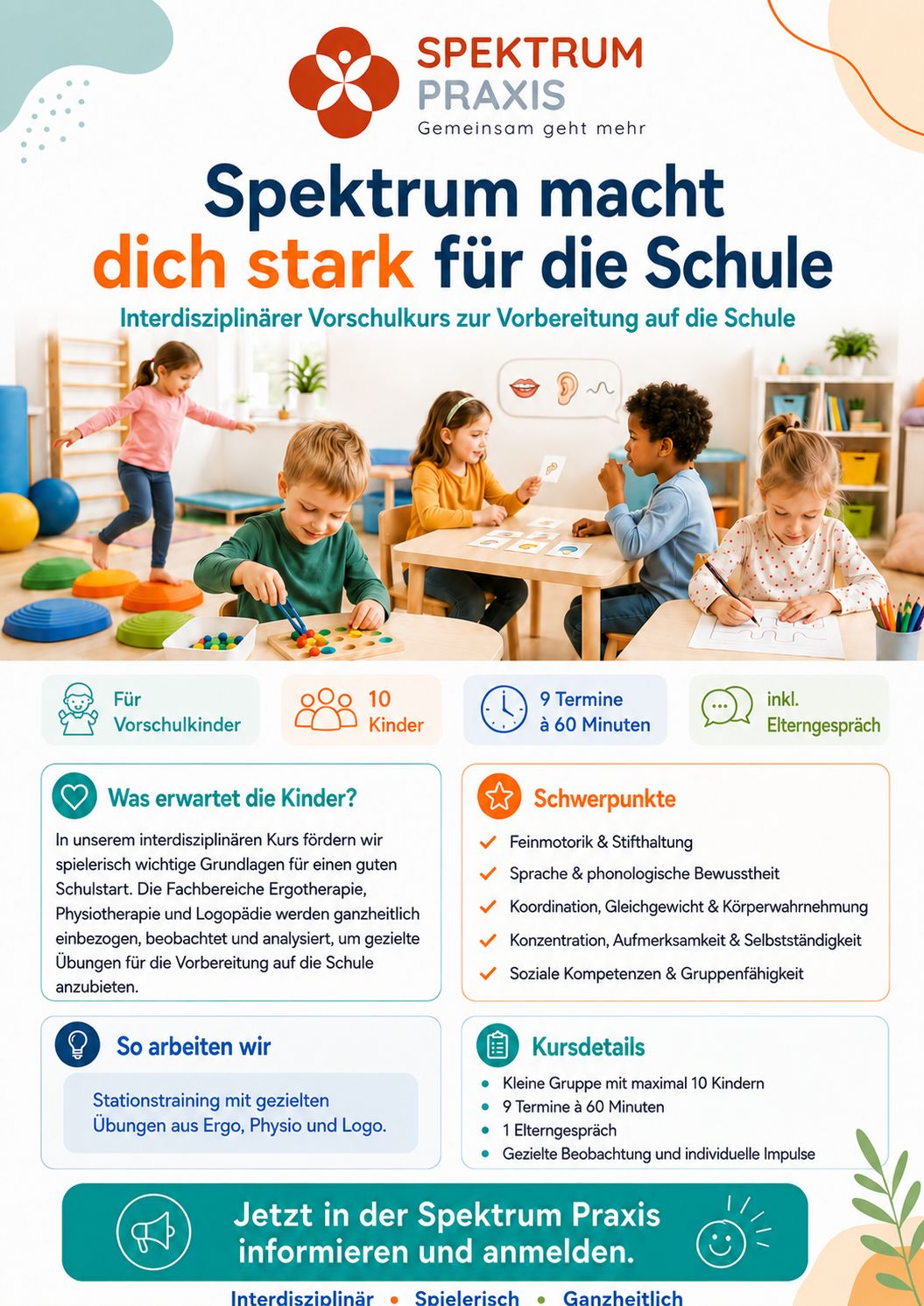 Spektrum Praxis — Kursflyer: Kinder beim therapeutischen Training