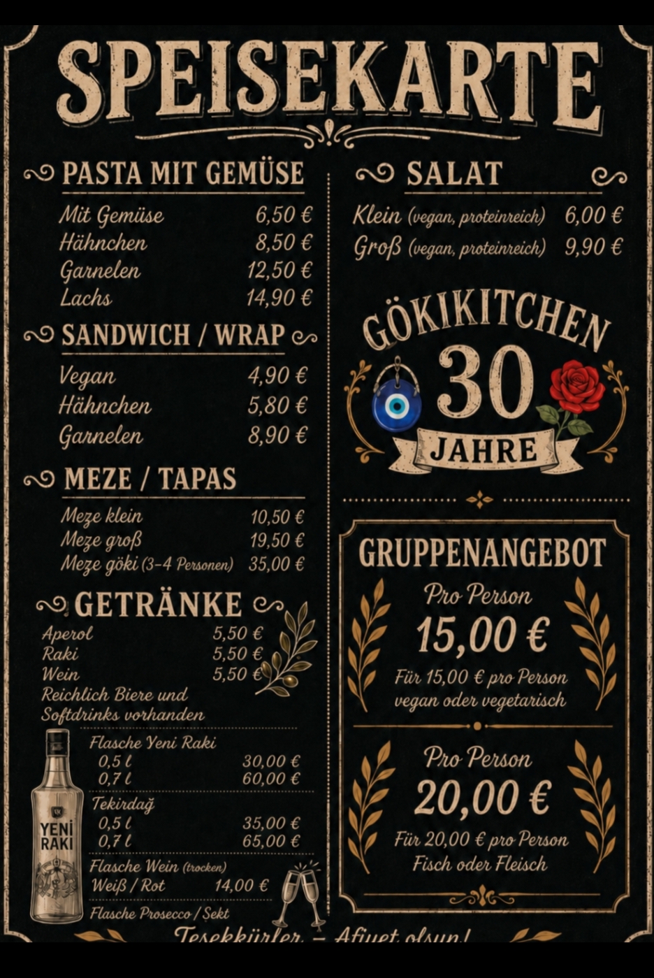 Speisekarte Göki Kitchen