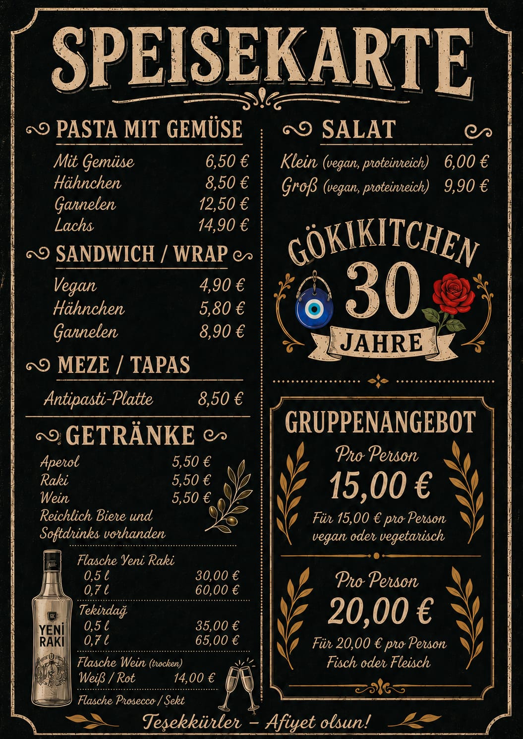 Speisekarte Göki Kitchen