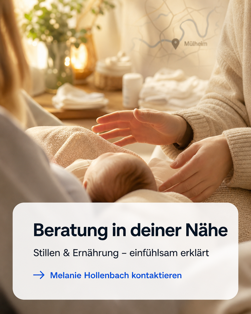 Melanie Reiss-Hollenbach bei persönlicher Beratung einer jungen Mutter in Mülheim