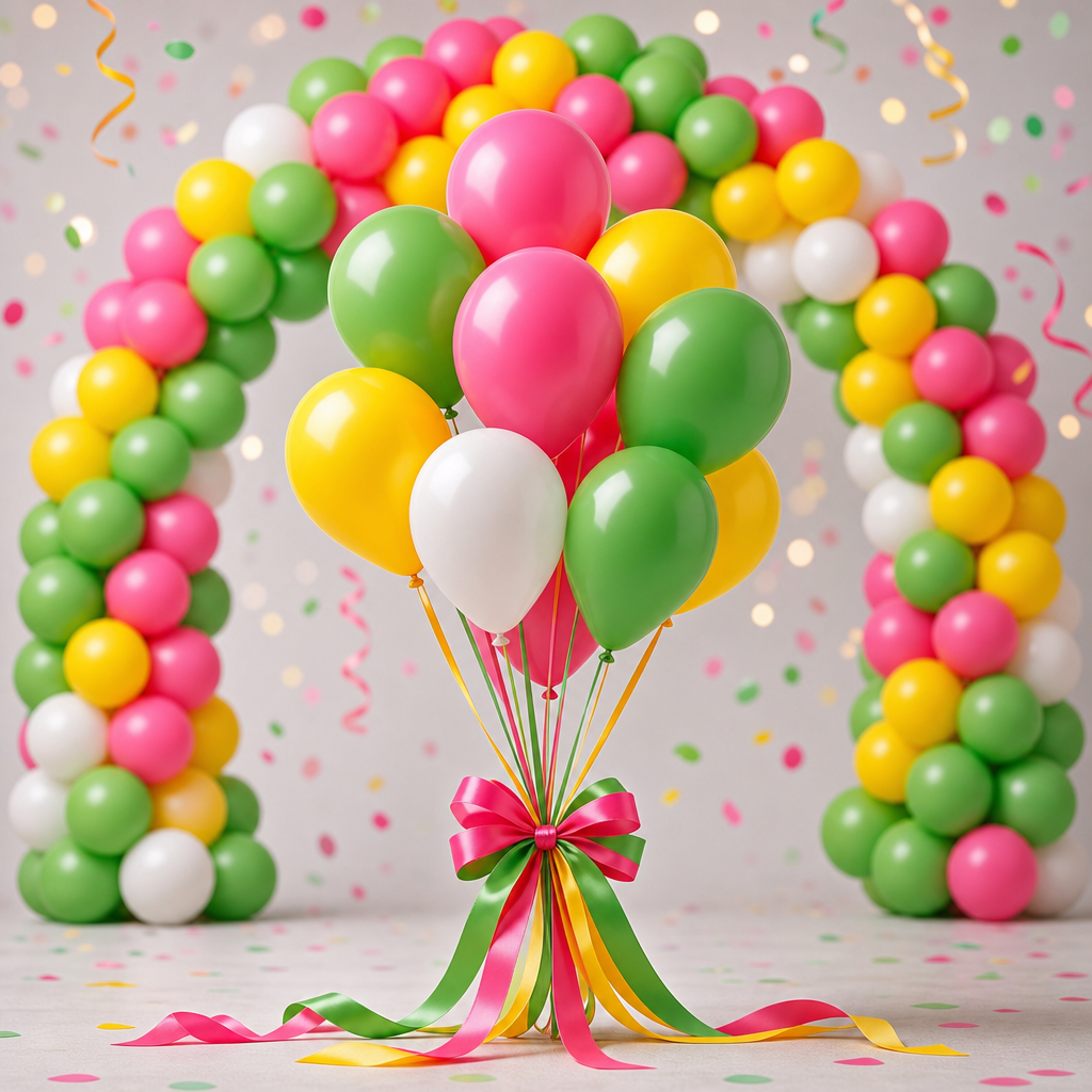 Bunte Ballondekoration für Einschulungsfeier