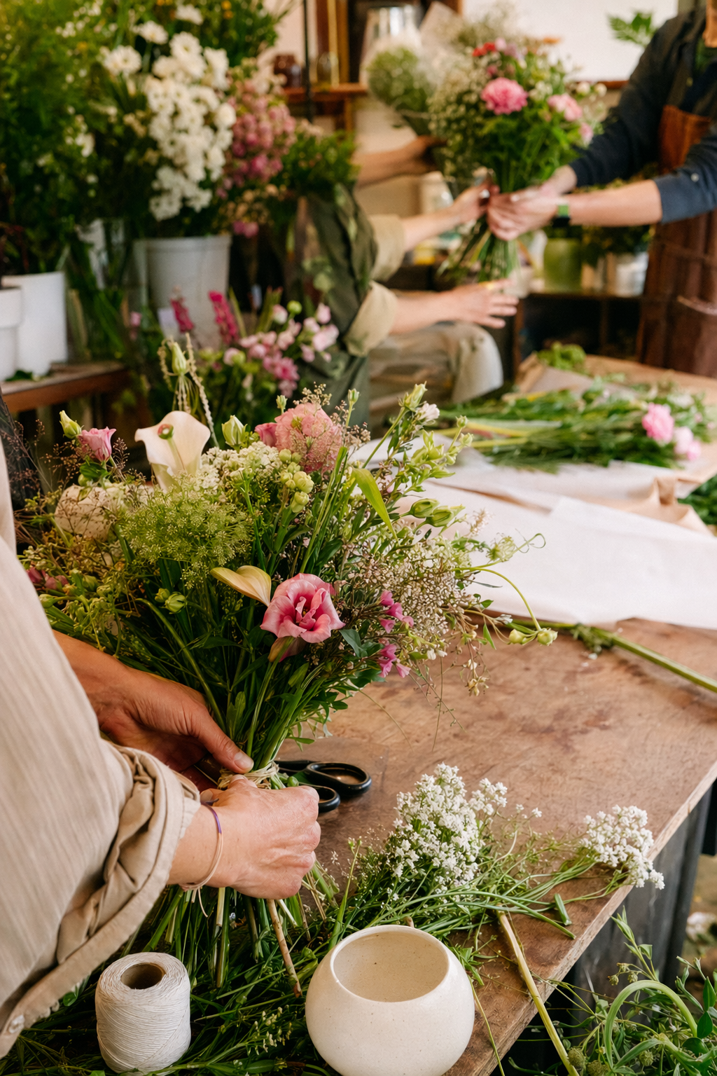 Team bei der Arbeit im Blumenladen