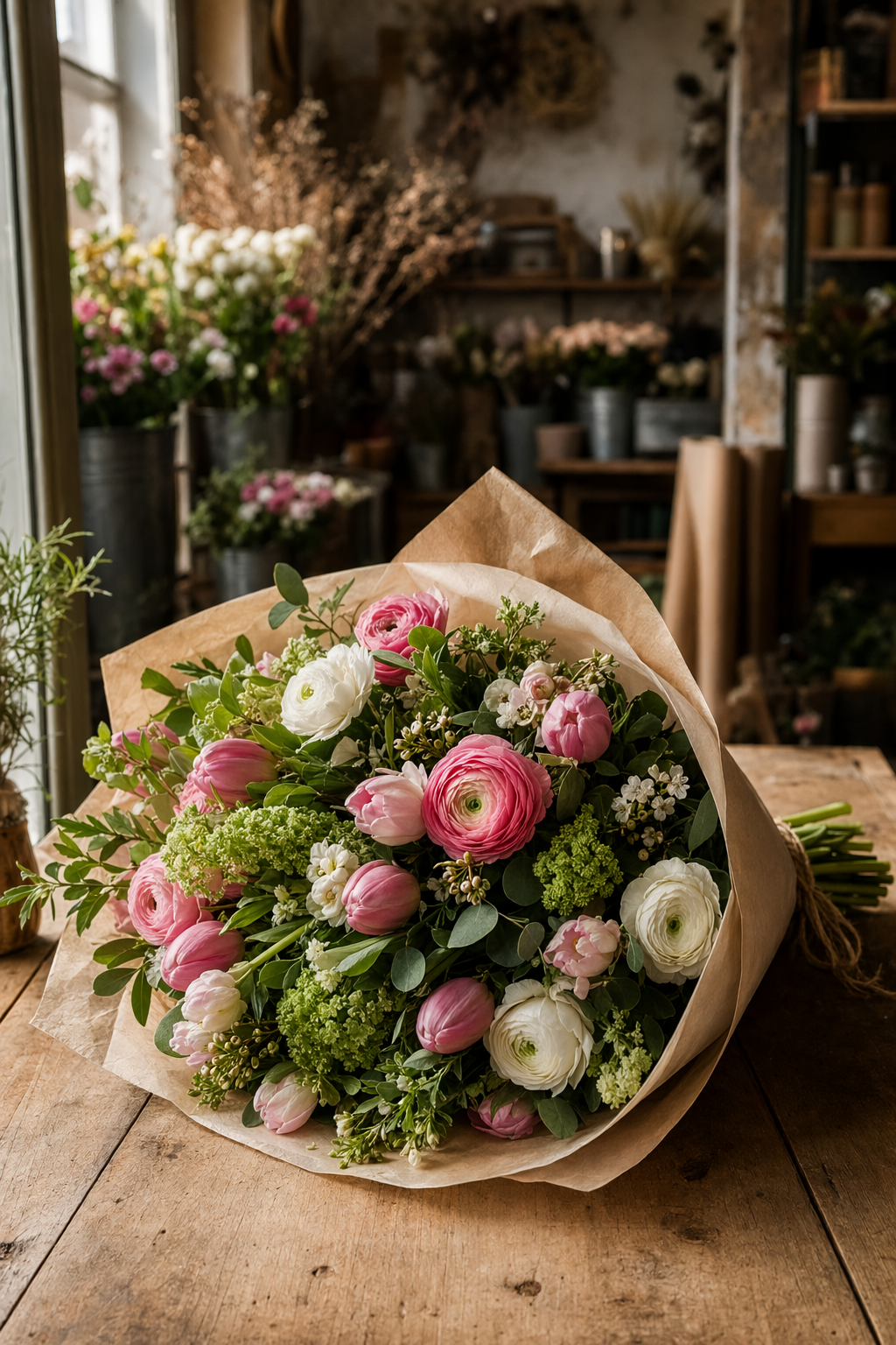 Frische Sträuße aus dem Laden
