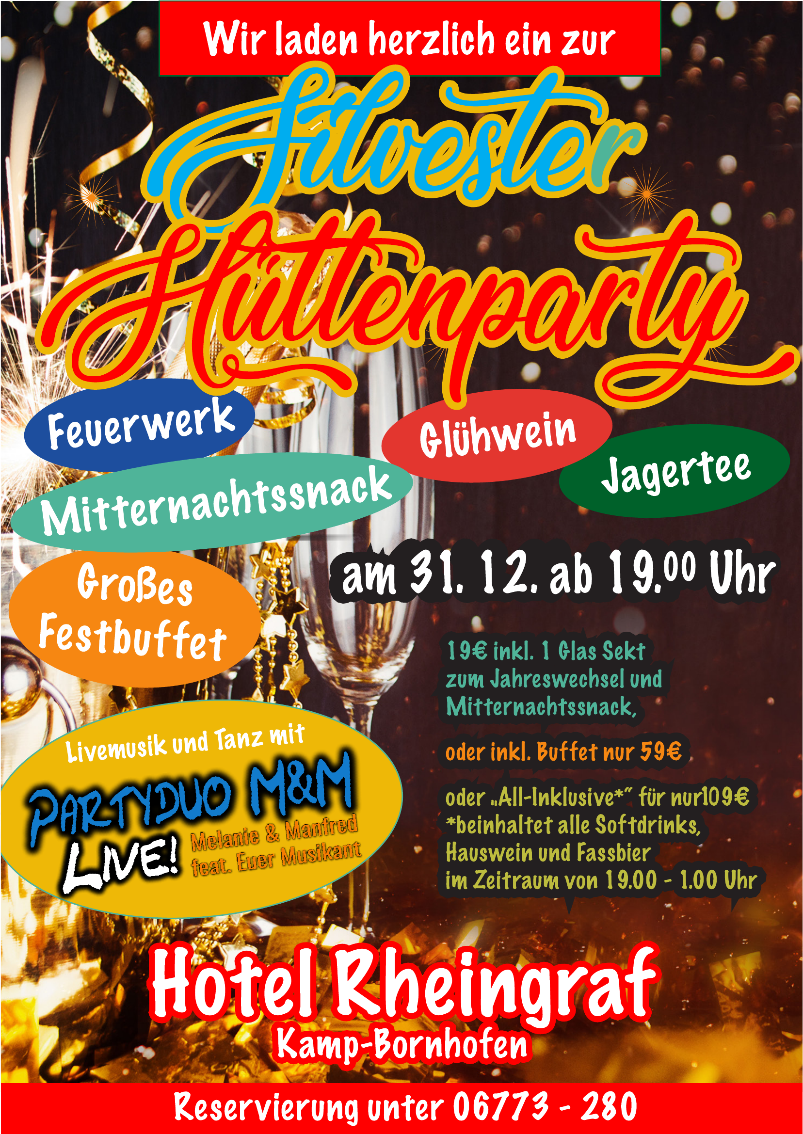 Silvester-Hüttenparty Plakat