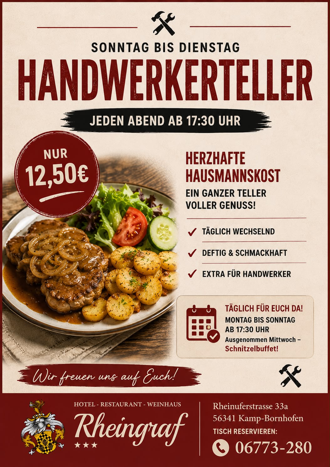 Handwerkerteller im Hotel Rheingraf